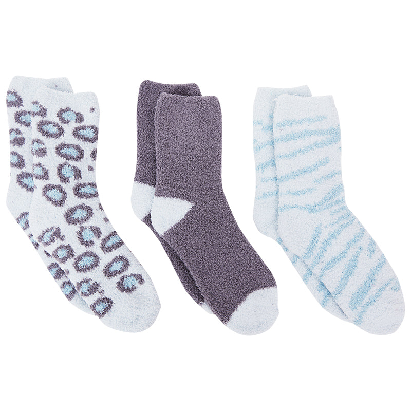 Animal Print Cozy Socks - Pack of 3